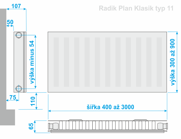 Radik Plan Klasik typ 11 - výška 300mm, KORADO